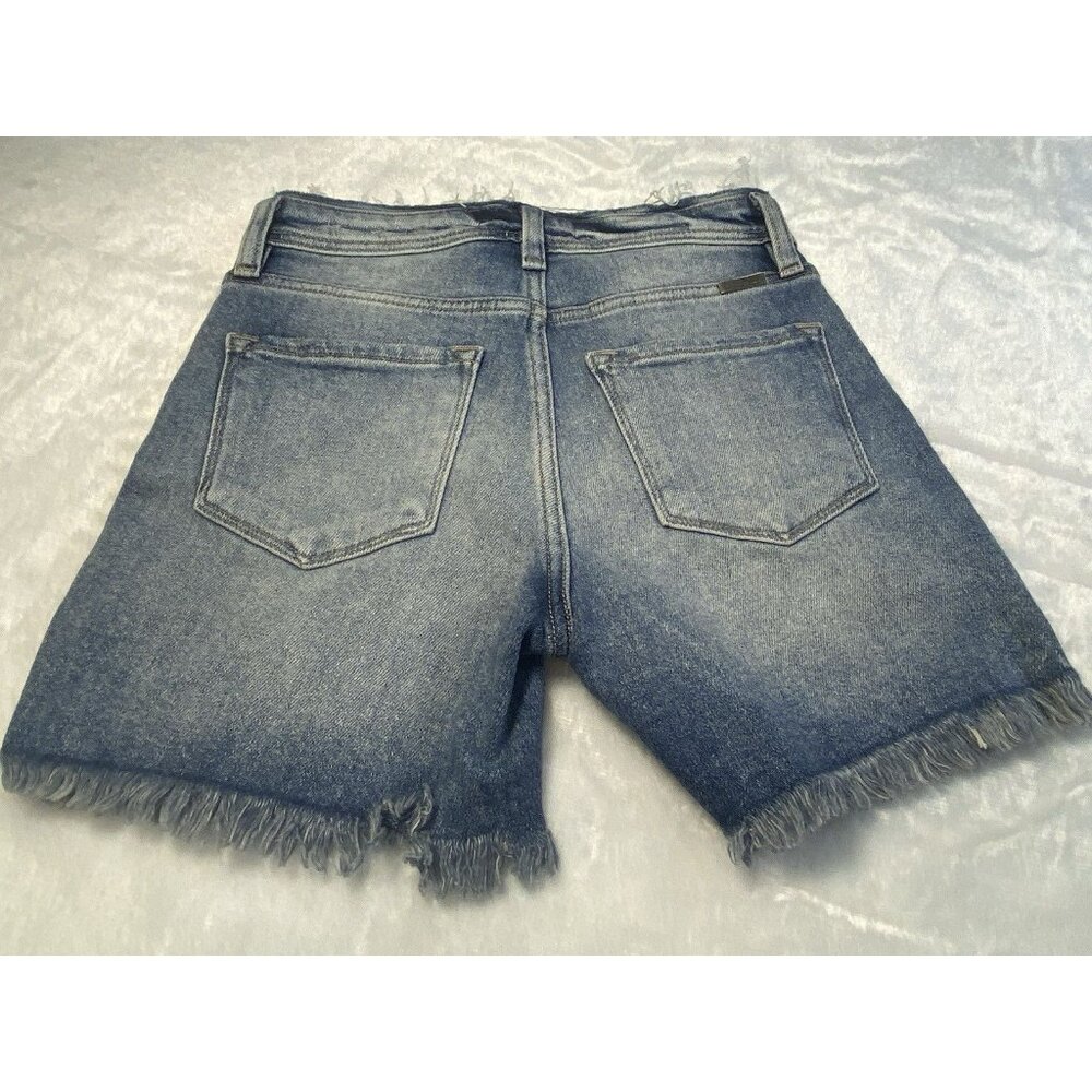 KanCan Jean Shorts Sz S Stretch Frayed Hem 5 In Inseam Medium Wash - Picture 3 of 9